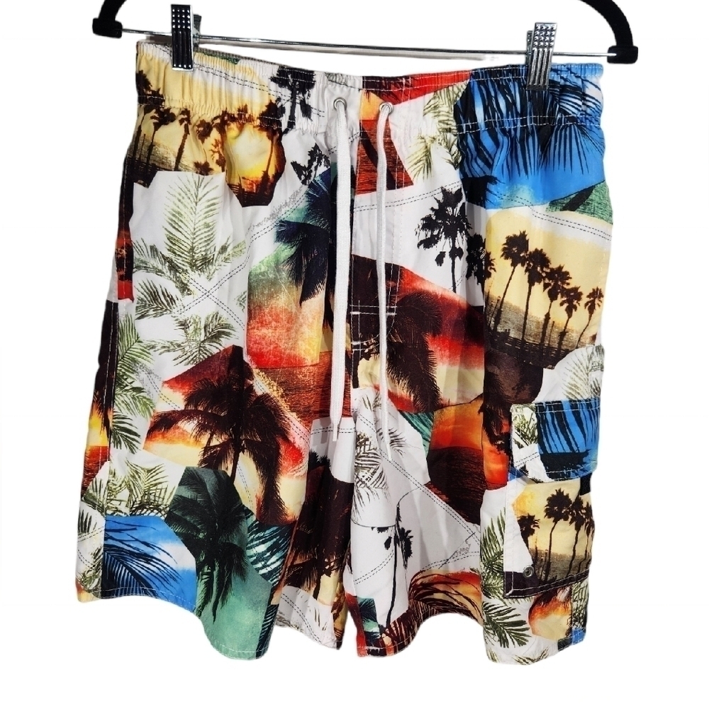 Croft & Barrow Swim Trucks Mens Medium Palm Tree Beach Summer